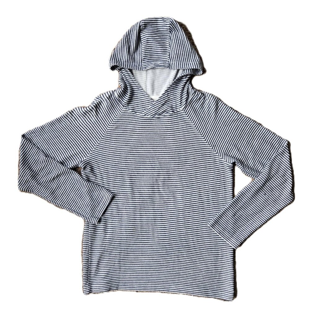 UGG Men’s Small Striped Hoodie Black White Pullover Soft Knit Casual Sweatshirt
